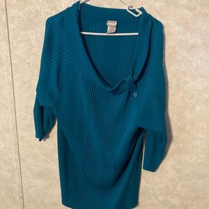 4X ribbed 3/4 sleeve sweater